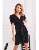 Rochie molata cu drapaj, neagra 5343 - Magazin online - Boutique